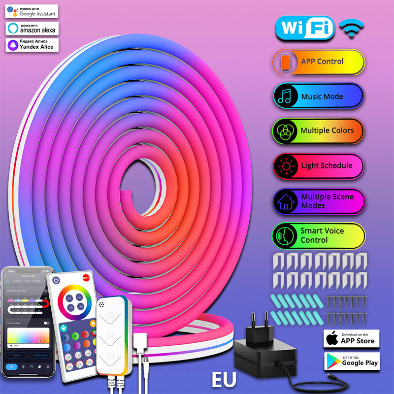 Smart RGBIC LED Neon Light Strip – Wi-Fi & Bluetooth, IP67 Waterproof, 3m/5m/10m