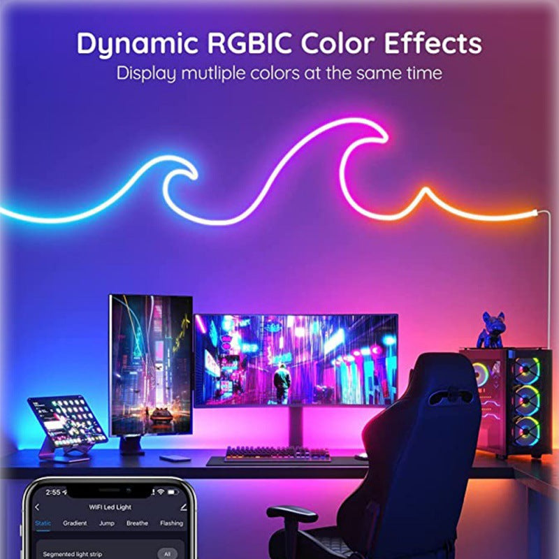 Smart RGBIC LED Neon Light Strip – Wi-Fi & Bluetooth, IP67 Waterproof, 3m/5m/10m