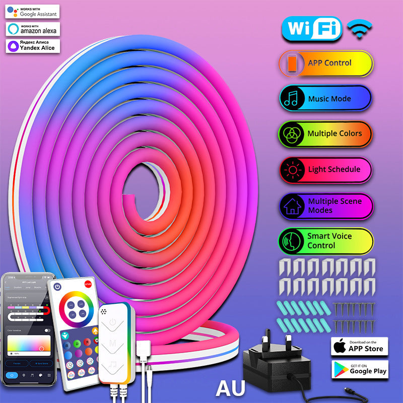 Smart RGBIC LED Neon Light Strip – Wi-Fi & Bluetooth, IP67 Waterproof, 3m/5m/10m