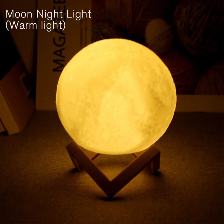 3D Moon Night Light – LED Glow Lamp for Bedroom Décor & Gifting