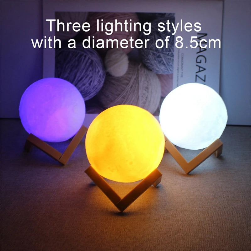 3D Moon Night Light – LED Glow Lamp for Bedroom Décor & Gifting