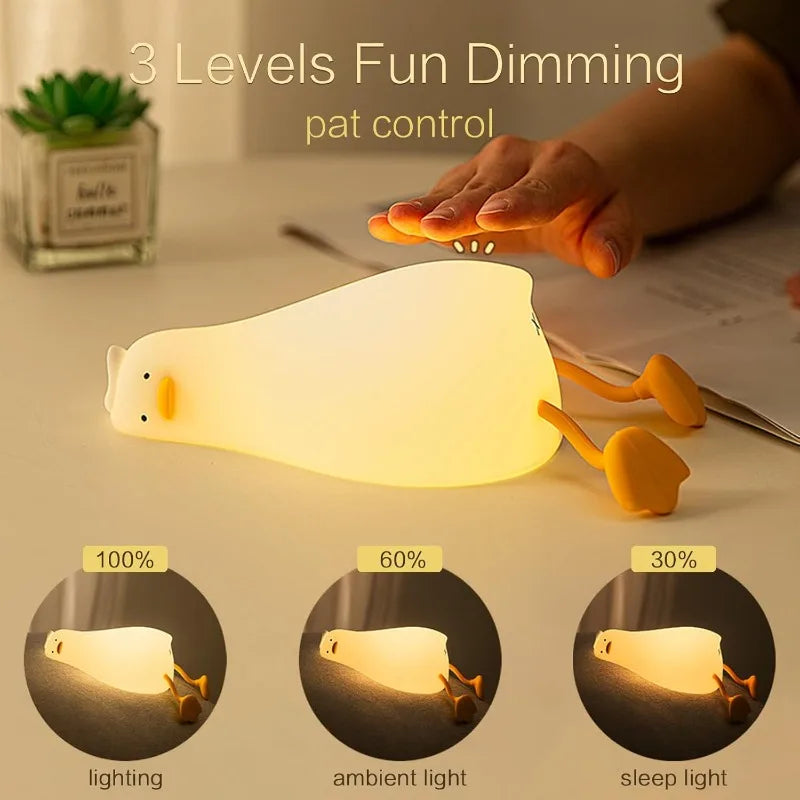Clap & Touch Duck Night Light – Soft Silicone LED Lamp for Kids' Bedrooms