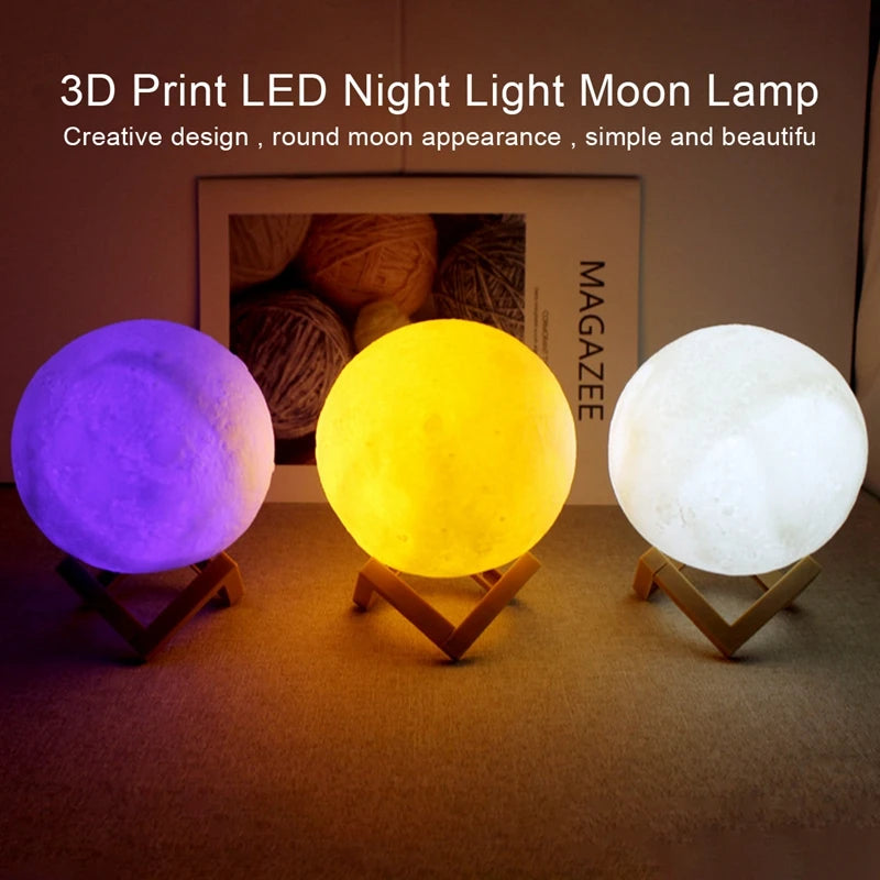 3D Moon Night Light – LED Glow Lamp for Bedroom Décor & Gifting
