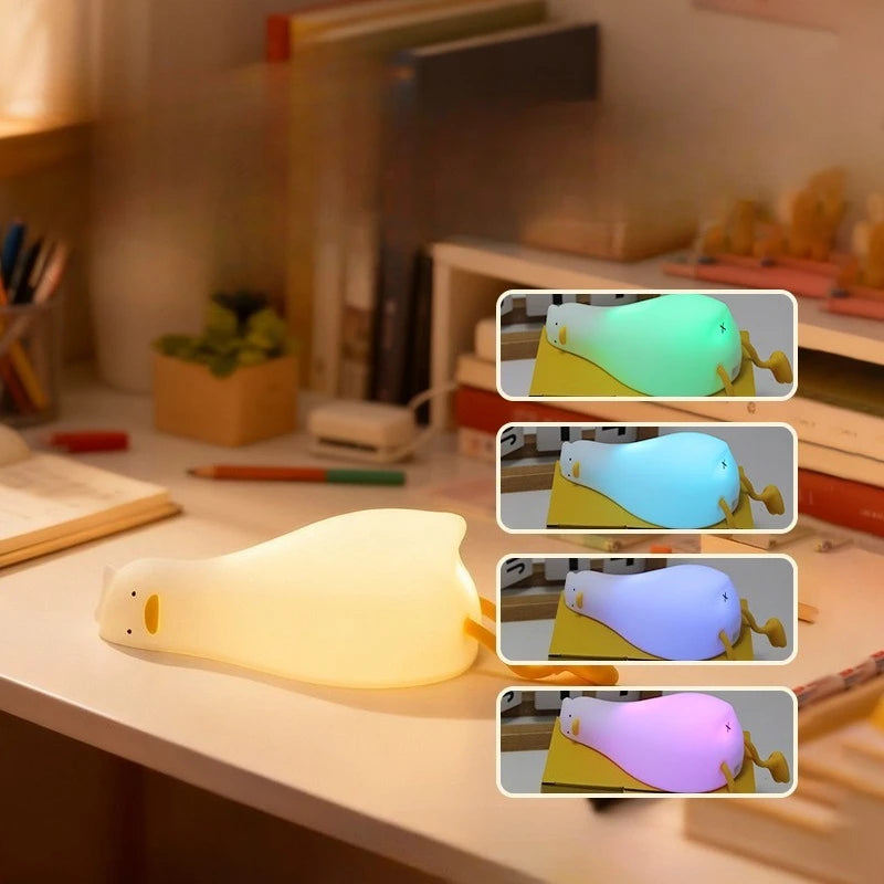 Clap & Touch Duck Night Light – Soft Silicone LED Lamp for Kids' Bedrooms