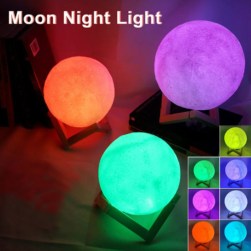 3D Moon Night Light – LED Glow Lamp for Bedroom Décor & Gifting