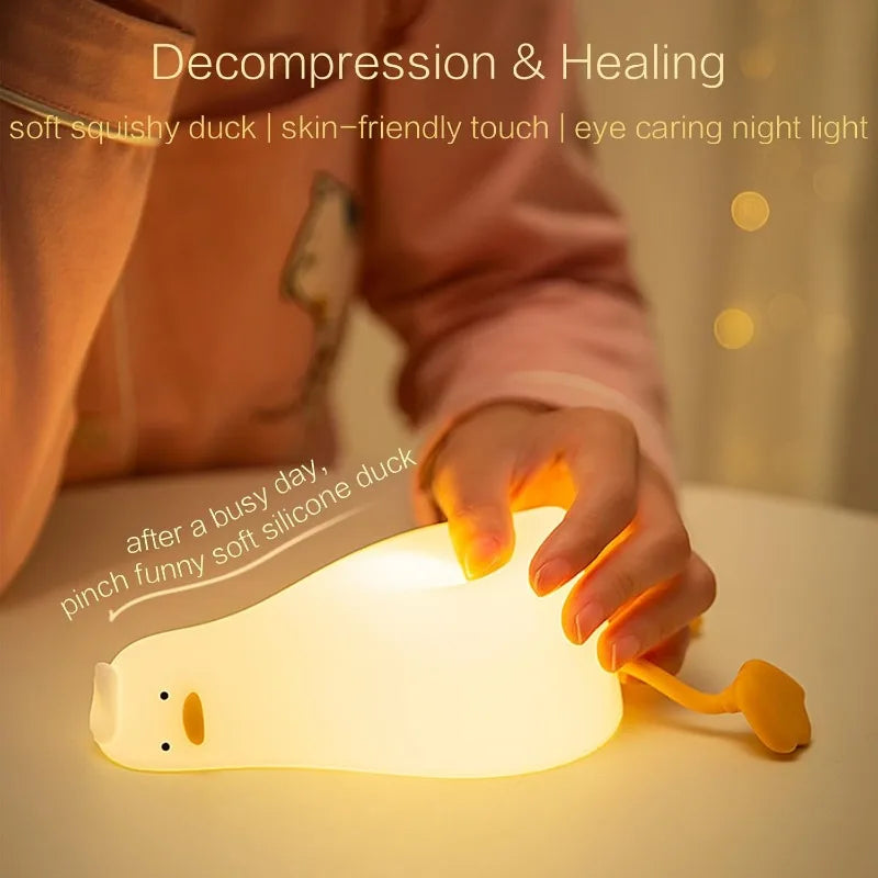 Clap & Touch Duck Night Light – Soft Silicone LED Lamp for Kids' Bedrooms