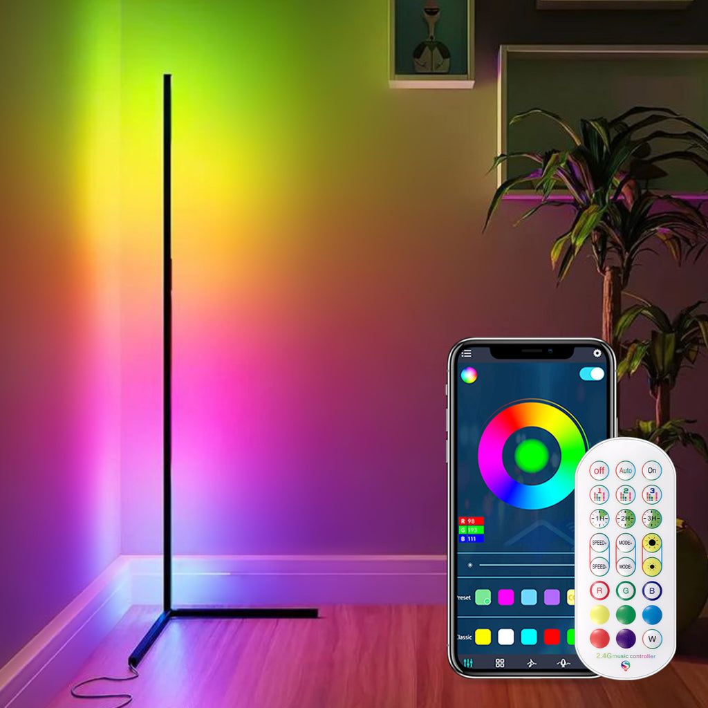 RGBIC Floor Corner Ambient Light – 16 Million Colors, Bluetooth App & Remote Control