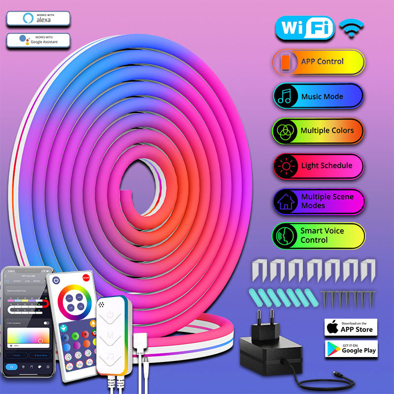 Smart RGBIC LED Neon Light Strip – Wi-Fi & Bluetooth, IP67 Waterproof, 3m/5m/10m